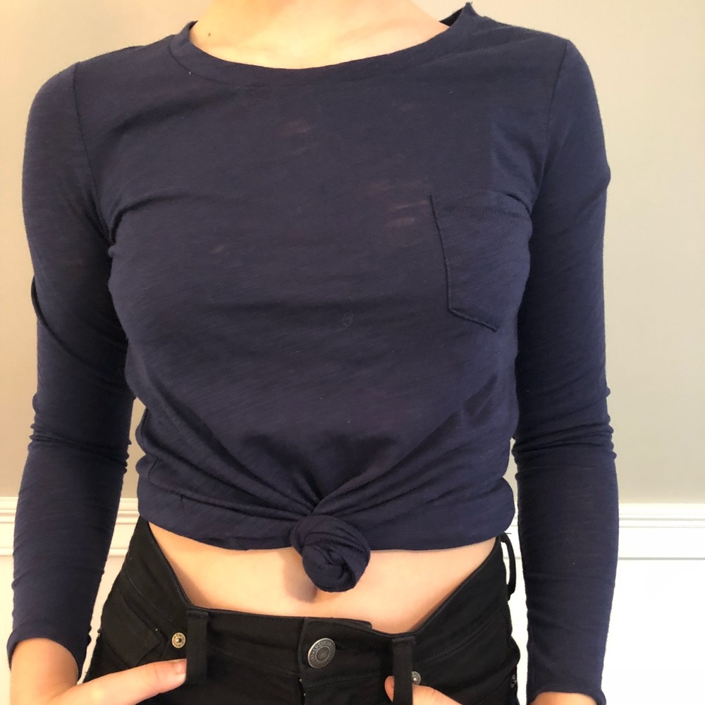 Navy blue long sleeve shirt